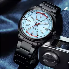 CURREN-Relógio de quartzo masculino com mostrador grande, impermeável, pulseira de aço inoxidável, elegante, casual, negócios, 8455 - Wolf Magazine