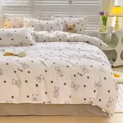 Conjunto de lençol impresso bonito para crianças, estilo cartoon, conjunto de cama respirável, cama King e Queen durável - loja online