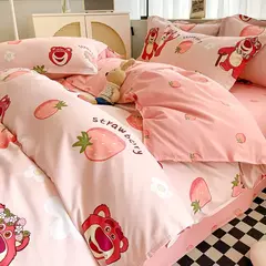 Egw-roupa de cama para menino e menina, jogo de cama com desenhos animados, cinza, leão, rosa, urso, fronha, impresso, casa, criança, 3pcs - Wolf Magazine