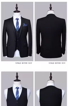 Smoking fino monocromático masculino, terno formal casual, vestido de noiva do noivo, baile e festa boutique, negócios e escritório, colete blazer e calças, M-5XL na internet