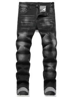 Calça jeans casual stretch reta masculina, azul, preta, clássica, calça de trabalho, roupa de marca masculina, moda - Wolf Magazine