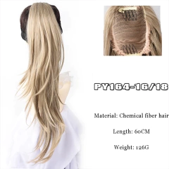 Imagem do Clipe de garra sintética em rabo de cavalo curto encaracolado rabo de cavalo clip-on cabelo falso peruca casa pônei extensão peruca para mulher