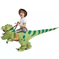 Nova venda quente engraçado criança adulto inflável equitação dinossauro verde cosplay traje crianças fantasia vestido de festa tema do feriado do dia das bruxas - Wolf Magazine