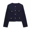TRAF-Casaco Cropped feminino com botão dourado, blazer bomber, streetwear chique, blusa de casacos femininos, moda primavera, 2022