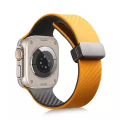 Pulseira de fibra de carbono para Apple Watch, Ultra 2 bandas, pulseira magnética de silicone, 49mm, 44mm, 45mm, 41mm, 40mm, iWatch Series 9, 8, 7, 6, SE, 5, 4