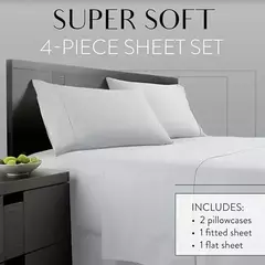 Luxuoso poliéster lençol Set, cama cor sólida Set para quarto ou quarto, 4 pcs - loja online