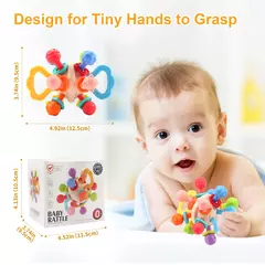 Imagem do Brinquedo macio do chocalho do bebê do silicone Manhattan Round Ball Bola de mão Brinquedos mastigáveis Teethers para crianças, 0-12Months