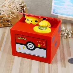 Pokemon pikachu cofrinho figura de ação anime dos desenhos animados eletrônico caixa de dinheiro de plástico roubar moeda cofrinho criança brinquedo de natal presente