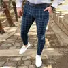 Calça casual xadrez justa versão coreana masculina, calça masculina adolescente, terno formal, calça de rua de alta qualidade, quatro estações, 2022