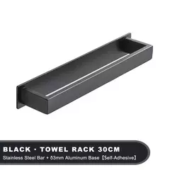 Toalha de aço inoxidável para banheiro, cremalheira de parede, sem broca, cabide preto, prateleira de chuveiro, cozinha rack, auto-adesivo na internet