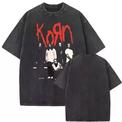 Camisetas com estampa de esqueleto masculinas, banda de rock vintage lavada, Korn caindo longe de mim, camiseta gótica, camiseta masculina extragrande, moda - Wolf Magazine