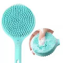 Dupla Face Escova De Banho De Silicone com Cabo Longo, Esfoliante Escova De Chuveiro, Esfoliante Corporal, Massagem Costas, Acessórios Do Banheiro, 1PC - Wolf Magazine