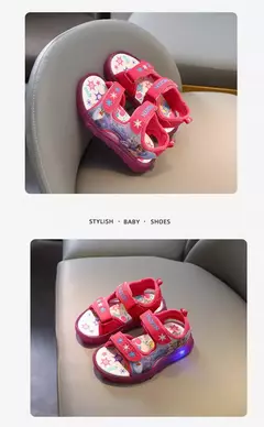 Disney Frozen Cartoon Sneakers for Children, Sapatos casuais para meninas, LED Light, Sandálias Flash, Princesa Elsa, Bebê, Crianças - loja online