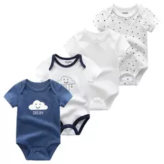Imagem do Macacão de algodão estampado para recém-nascidos, macacão manga curta, roupas de bebê menino e menina, 0-12m, 4 peças, verão