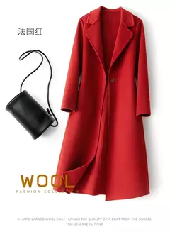 2023 elegante simples casaco feminino outono e inverno novo um botão pura lã reversível casaco de lã longo selvagem top das mulheres - Wolf Magazine