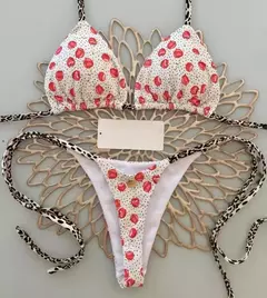 Imagem do Conjunto brasileiro de biquíni tanga para mulheres, moda praia, tanga sexy, maiô, 2 peças, roupa de banho, estampa cereja fofa, 2023