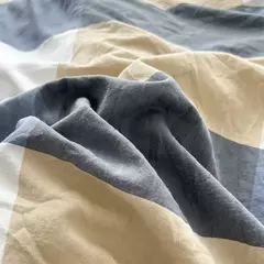 Conjunto de roupa de cama de algodão lavado, listrado, grade, lençol minimalista, consolador, capa de edredão rainha, duplo para meninos e meninas