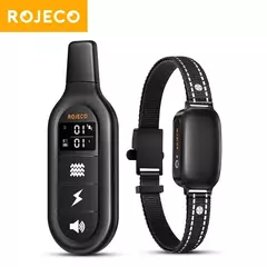 ROJECO-Elétrica Dog Training Collar, Digital recarregável, controle remoto, IPX7 impermeável Vibrador, Pet Dog Bark, Stop Shock Collar