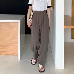Imagem do HELIAR-calça feminina de cintura alta, calça reta para senhoras do escritório, botão casual, calça preta solta, nova, outono