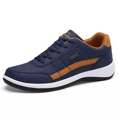 Sapatos masculinos de couro pu tênis tendência casual respirável lazer masculino tênis antiderrapante calçados vulcanizados tenis masculino na internet