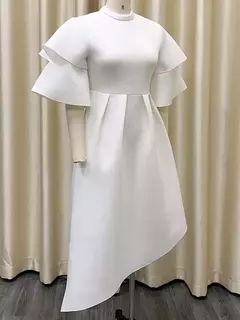 Imagem do Vestido longo de babados fairyshely sólido para mulheres, manga curta, grande e grande, festa de verão para mulheres, vestido curvilíneo apertado, tamanho grande, 2021