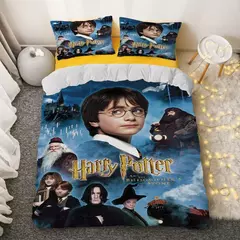 Conjunto de cama dos desenhos animados harries p-potters capa de edredão fronha relíquias da morte colcha capa para crianças presente único duplo grande na internet