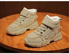 Botas de neve de algodão para crianças, Sapatos quentes grossos, Botas de pele falsa adolescente para crianças, moda tendência, inverno, 2024 - Wolf Magazine