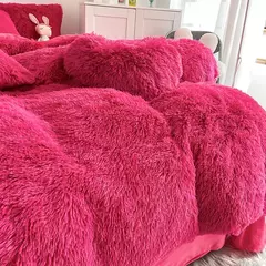Conjunto de cama luxuoso preto macio, capa de edredão Shaggy, 2 fronhas, zíper, veludo macio, 3pcs na internet