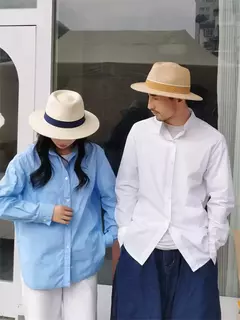 Imagem do Chapéu Sol Praia Aba Larga para Homens e Mulheres, Fedora Proteção UV, Chapéu Panamá de Palha Suave, Designer Sênior, Tamanho Grande, Verão, 61cm