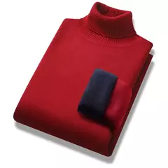 Pulôver de gola alta masculino, gola alta, velo, quente, slim fit, suéter casual, jumper monocromático, tendência de inverno, 4XL
