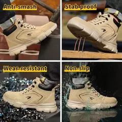 Botas masculinas de aço, botas de segurança de construção indestrutível, sapatos masculinos à prova de perfurações, calçado protetor - loja online