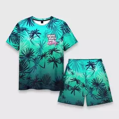 Conjunto de shorts de praia de verão masculino, roupas de homem extragrande, Game Grand Theft Auto 3D Palm Tree Print, GTA T-shirt, 2 Pcs Set