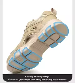 Imagem do Sapatos Hollow Breathable Steel Toe Work para homens e mulheres, botas de segurança leves, anti-escorregadias, tênis masculino