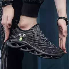 Tênis de corrida casual masculino, tênis de corrida, tênis de malha respirável, calçados esportivos leves que absorvem choques, branco, preto, ao ar livre - Wolf Magazine