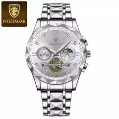 Relógio de pulso luxo masculino Poedagar, relógio cronógrafo luminoso impermeável, aço inoxidável, relógios quartzo - comprar online