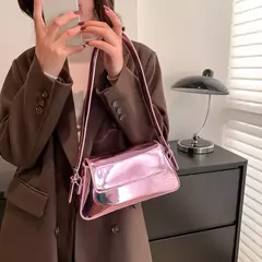 Imagem do Bolsa de axila a laser prateada para mulheres, bolsa de ombro, alça superior, bolsa feminina, marca designer, luxo, chique