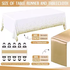 Toalha de mesa de plástico descartável ouro rosa 6 lugares capa de mesa 108 polegadas corredor de mesa de cetim para festa de casamento - Wolf Magazine