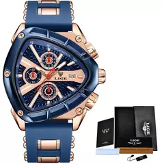 Imagem do LIGE-Relógio impermeável masculino do esporte, quartzo, relógios de pulso, negócios, relógios de pulso Big Dial, Relogio masculino com caixa, original, luxo