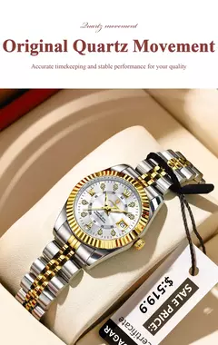 POEDAGAR-Relógio Elegante de Luxo Feminino, Impermeável, Luminoso, Encontro, senhoras, Aço Inoxidável, Quartzo, Menina - loja online