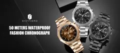 Sapphero ouro rosa para homens relógios octagonais 30m relógios à prova dwaterproof água relógio de quartzo masculino negócios moda relógios para homem watche - loja online