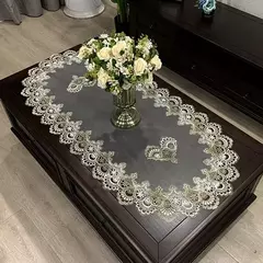 Imagem do Toalha De Mesa Oval Bordada Europeia, Capa De Mesa De Renda, Toalha De Mesa De Chá, Gabinete De TV, Tampas Modernas para Decoração De Casa