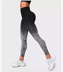 Leggings de ioga sem costura para mulheres, calças de ginástica, push up, esportes, corrida, gradiente, cintura alta, treino - loja online