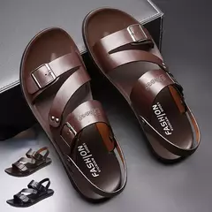 Moda Confortável Sandálias Masculinas Cor Sólida Open Toe Mens Sandálias De Couro 2023 Novos Chinelos De Praia para Calçado De Couro Masculino