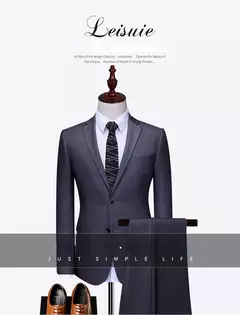Imagem do Monocromático Terno de escritório formal, vestido de casamento do noivo, blazer de marca high-end, calças colete, S-6XL, conjunto de 3 peças, vestido de festa