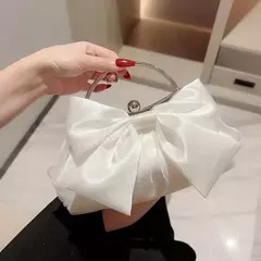 Arco de cetim branco Fairy Evening Bags para mulheres, bolsas de metal, embreagens de festa de casamento, bolsa de ombro corrente - Wolf Magazine