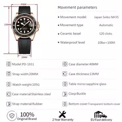 Pagani design esportes masculino relógio de pulso mecânico safira luxo relógio automático para homem aço inoxidável à prova dwaterproof água - loja online