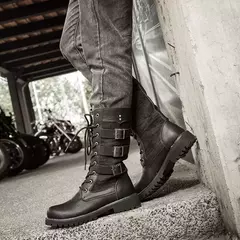 Botas masculinas luxuosas de cano médio, botas de couro para motocicleta, moda rendas até botas masculinas britânicas, bota de ciclismo de qualidade - Wolf Magazine