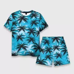 Conjunto de shorts de praia de verão masculino, roupas de homem extragrande, Game Grand Theft Auto 3D Palm Tree Print, GTA T-shirt, 2 Pcs Set - Wolf Magazine