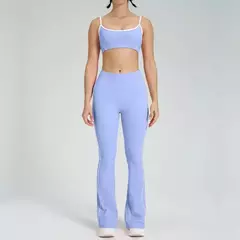 Terno de Yoga Patchwork de duas peças para mulheres, cintura alta Flare Leggings, roupas de treino Fitness Sportswear agasalho na internet