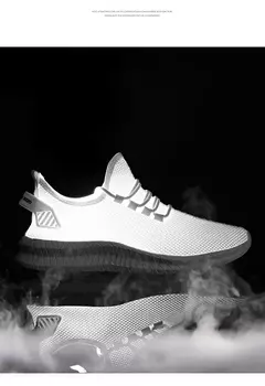 Imagem do Tênis casual leve masculino, tênis esportivo de malha respirável, tênis atlético resistente a odores, slip-on com cadarços